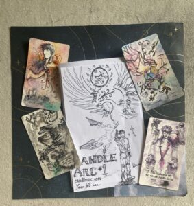 Candle Arc comic prototype and Ninefox Tarot prototypes